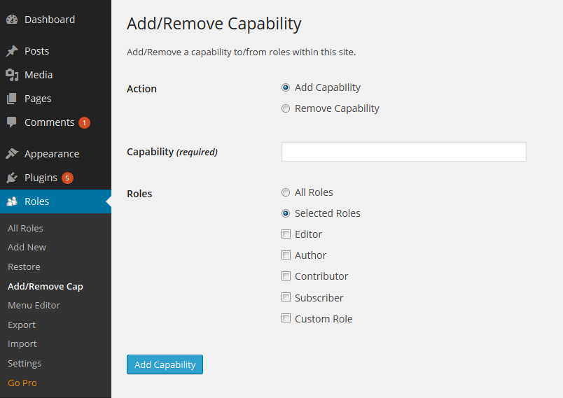 Add or Remove Capability