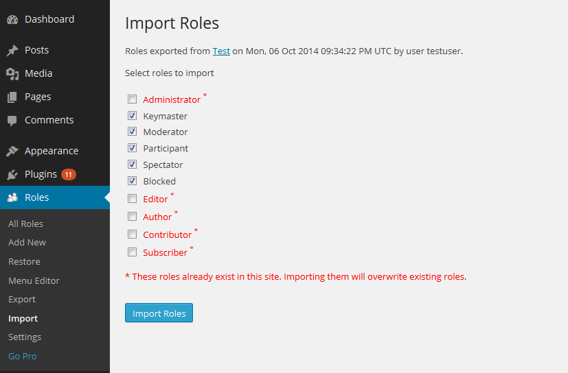 import roles