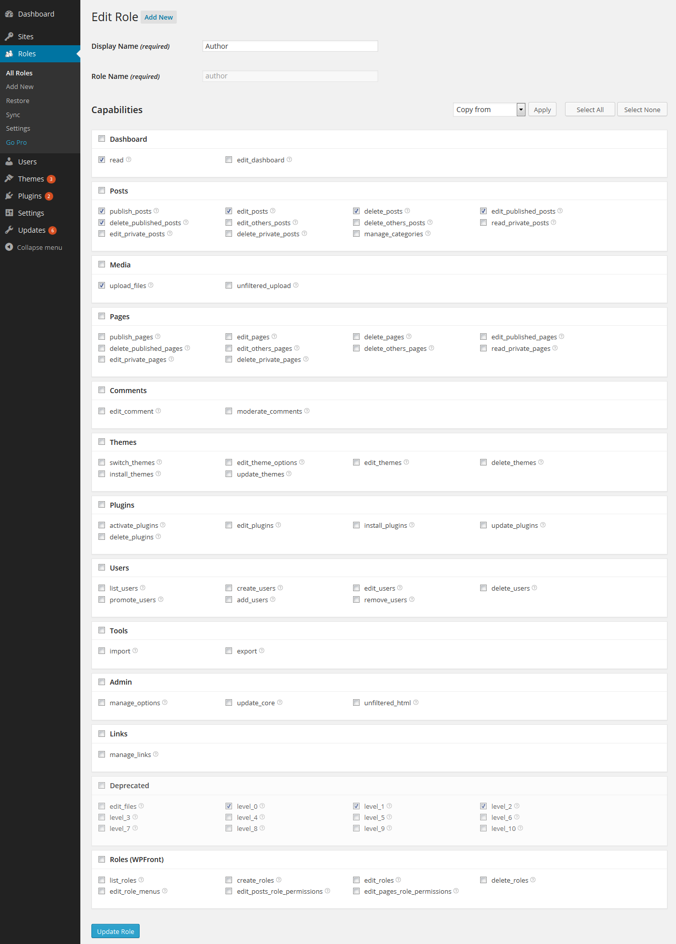 Multisite Edit Role