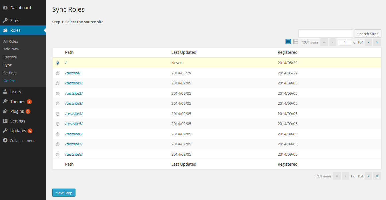 Multisite Sync Step 1