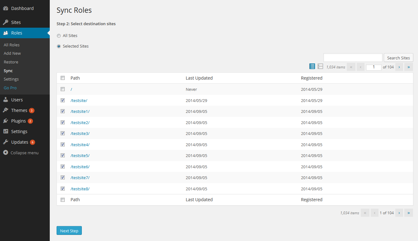 Multisite Sync Step 2