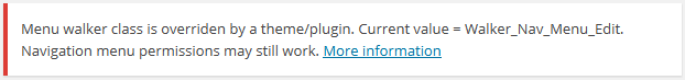 Navigation menu warning